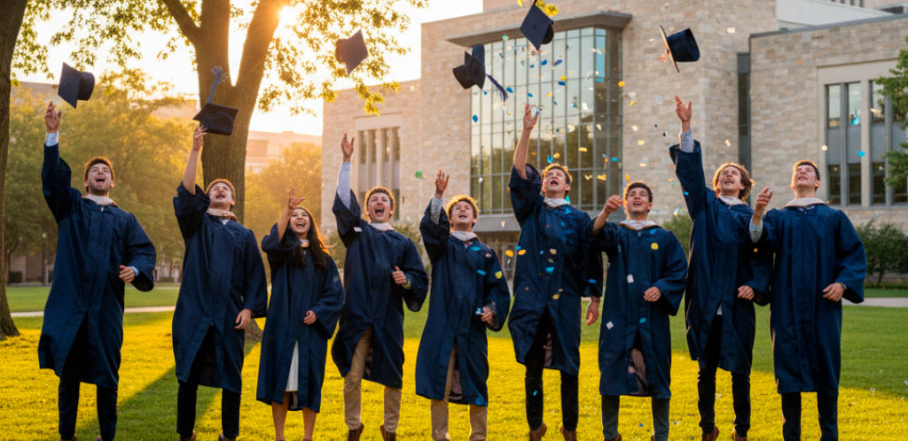Estudiantes USAM celebrando su graduación