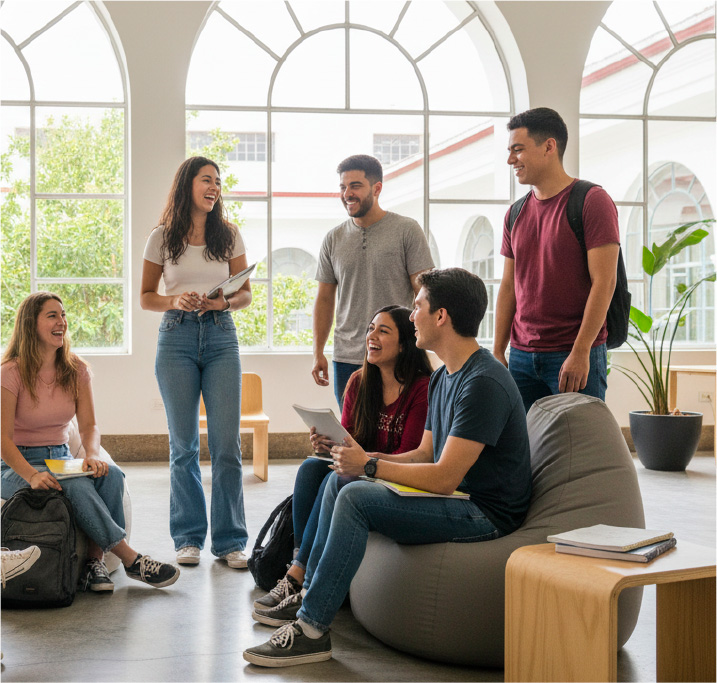 Estudiantes compartiendo durante su experiencia universitaria